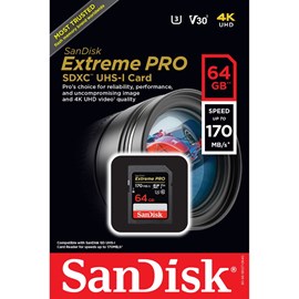 SanDisk SDSDXXY-064G-GN4IN Extreme Pro 64GB SDXC UHS-I U3 V30 Bellek Kartı 170/90Mb