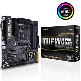 Asus TUF B450M-PRO GAMING DDR4 Çift M.2 HDMI DVI Aura LED 16x AM4 mATX