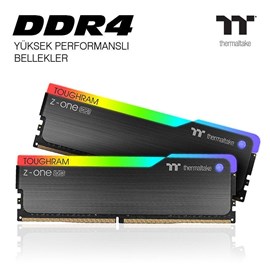 Thermaltake BT-R019D408GX2-3600C18A TOUGHRAM Z-ONE RGB Siyah DDR4-3600Mhz CL18 16GB (2X8GB) Dual Bellek Kiti