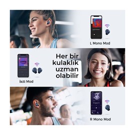 Mpow M12 İki Mikrofonlu IPX8 Tek/Çift Kullanım Bluetooth Kulaklık 25 Saat Müzik Mavi