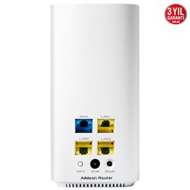 Asus ZenWifi CD6 DualBand-Gaming-Ai Mesh-AiProtectionPro-Torrent-Bulut-DLNA-Kablosuz Ağ Dağıtım Mesh Sistemi(Beyaz Üçlü Paket)