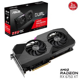 ASUS Radeon DUAL RX 6750 XT DUAL-RX6750XT-O12G 12GB OC GDDR6 192 Bit Ekran Kartı