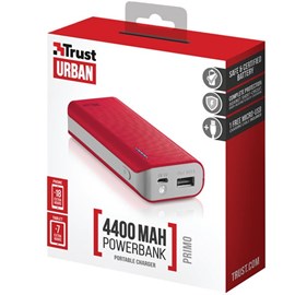 Trust 21226 Urban Primo PowerBank 4400 Kırmızı Taşınabilir Güç Kaynağı