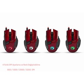 Everest SGM-X10K Usb Kırmızı Gaming Mouse ve Mouse Pad