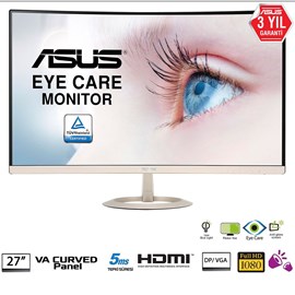 Asus VZ27VQ 27 5ms Full HD HDMI D-Sub DP Hoparlör İnce Kavisli IPS Monitör