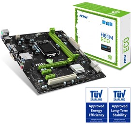 MSI H81M ECO DDR3 HDMI DVI D-Sub 16x Lga1150 mATX