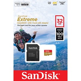 SanDisk SDSQXAF-032G-GN6AA Extreme 32GB microSDHC UHS-I 100MB C10 U3 V30 Bellek Kartı