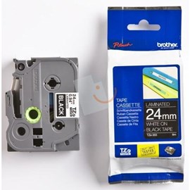 Brother P-Touch TZE-355 24mm Siyah Üzerine Beyaz Laminasyonlu Etiket