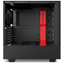 NZXT CA-H500W-BR H500i Mat Siyah-Kırmızı Temperli Cam RGB Akıllı ATX PSUsuz Kasa