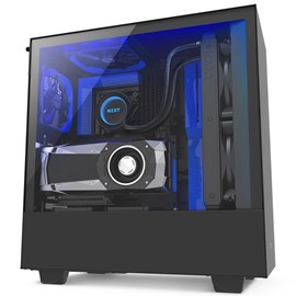 NZXT CA-H500W-BL H500i Mat Siyah-Mavi Temperli Cam RGB Akıllı ATX PSUsuz Kasa