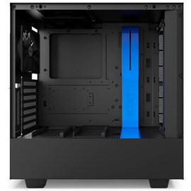 NZXT CA-H500W-BL H500i Mat Siyah-Mavi Temperli Cam RGB Akıllı ATX PSUsuz Kasa