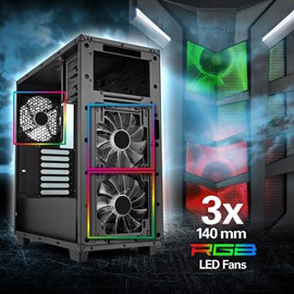 Sharkoon DG7000-G RGB 3x 140mm Fan Temperli Cam Siyah Atx Kasa