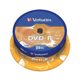 Verbatim 43522 DVD-R 16x Matt Silver 4.7GB 25 Li Cakebox