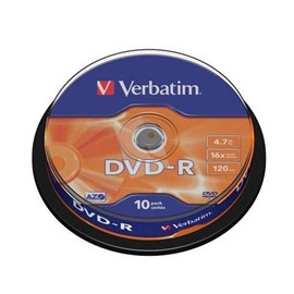 Verbatim 43523 DVD-R Matt Silver 16x 4.7GB 10 Lu Cakebox