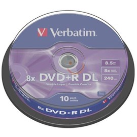 Verbatim 43666 DVD+R 8.5GB Double Layer 8x Matt Silver 10 Lu Cakebox