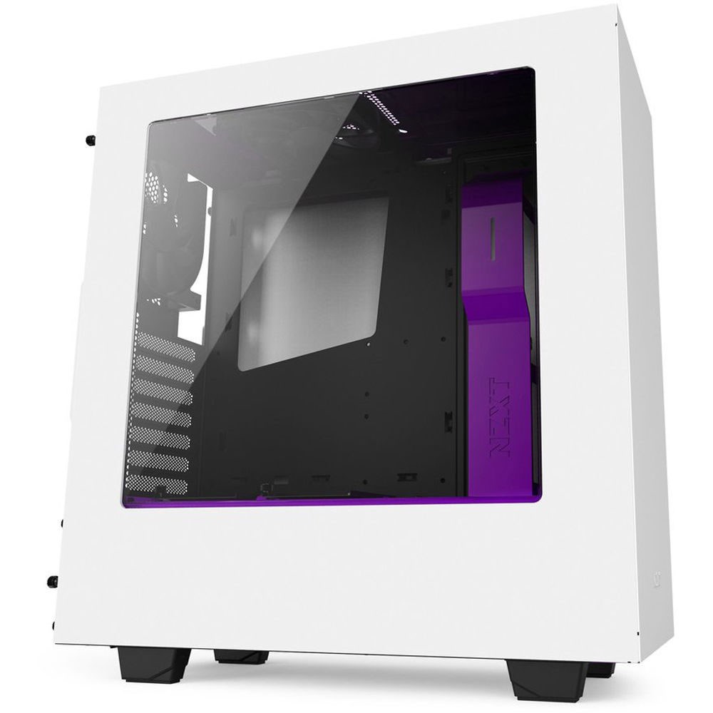 NZXT CA-S340W-W3 S340 Mat Beyaz-Mor Pencereli ATX PSUsuz Kasa