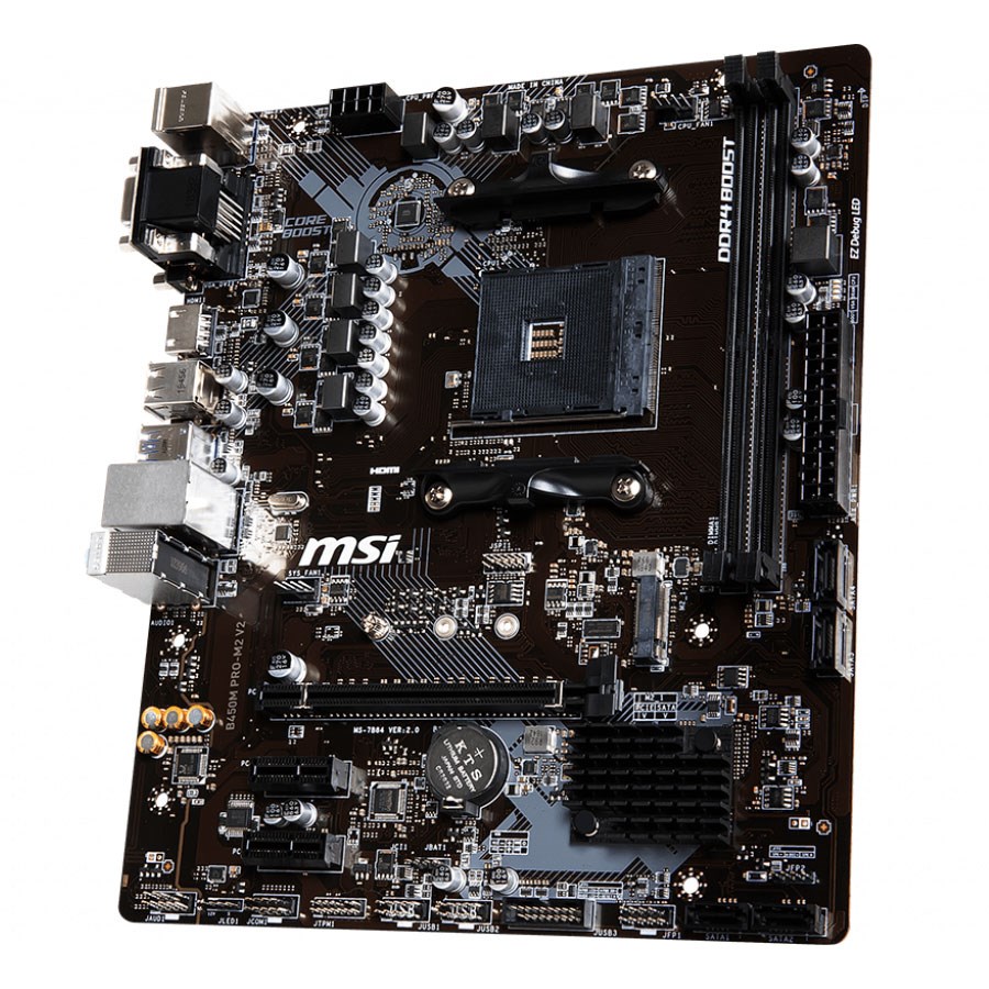 MSI B450M PRO-M2 V2 DDR4 M.2 HDMI DVI D-Sub 16x AM4 mATX