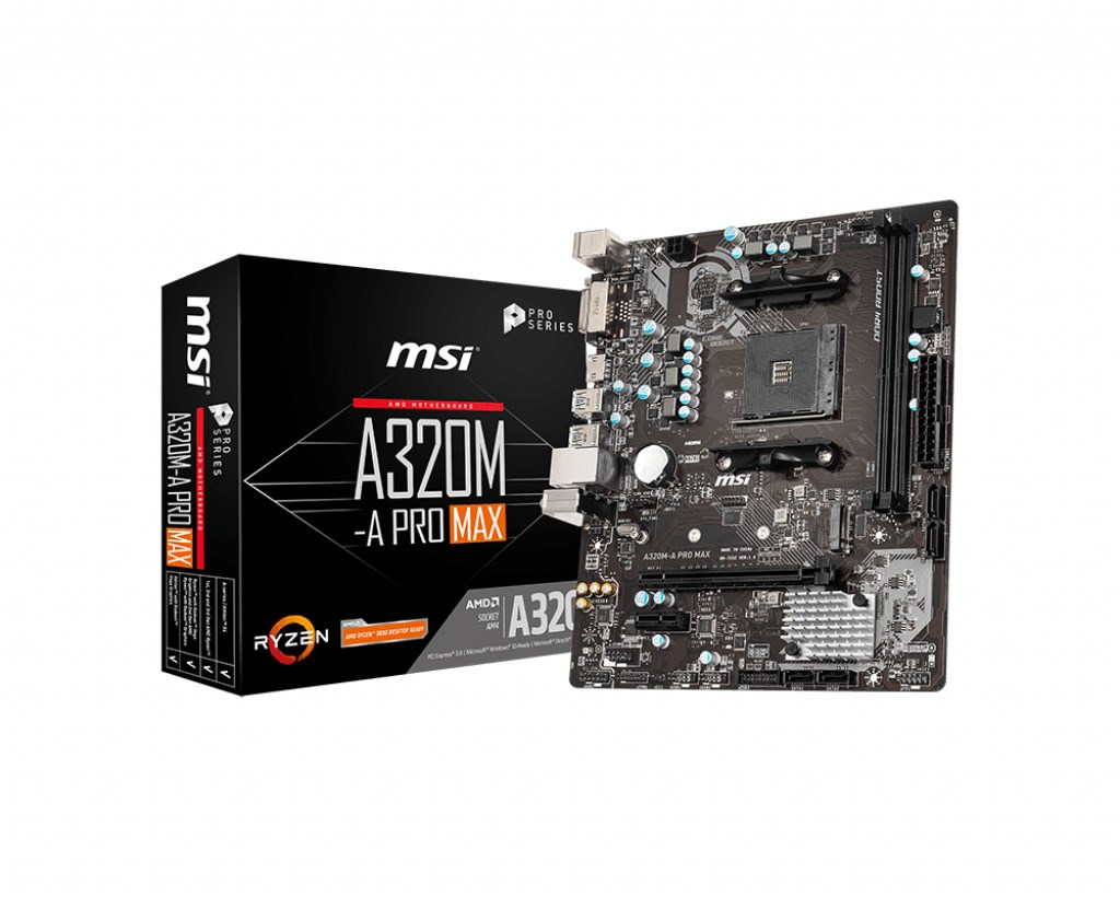 MSI A320M-A PRO MAX AM4 DDR4 3200(OC) DVI HDMI M.2 USB3.2 Matx