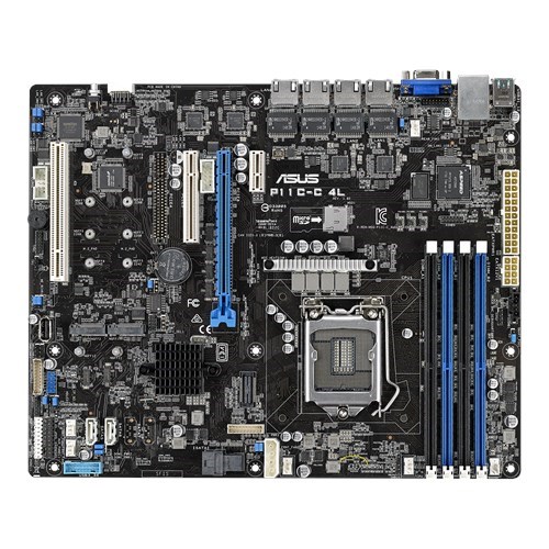 ASUS P11C-C/4L Intel C246 LGA1151 DDR4 2666 VGA Çift M2 + 8 SATA USB3.1 4 adet LAN ATX Sunucu Anakartı