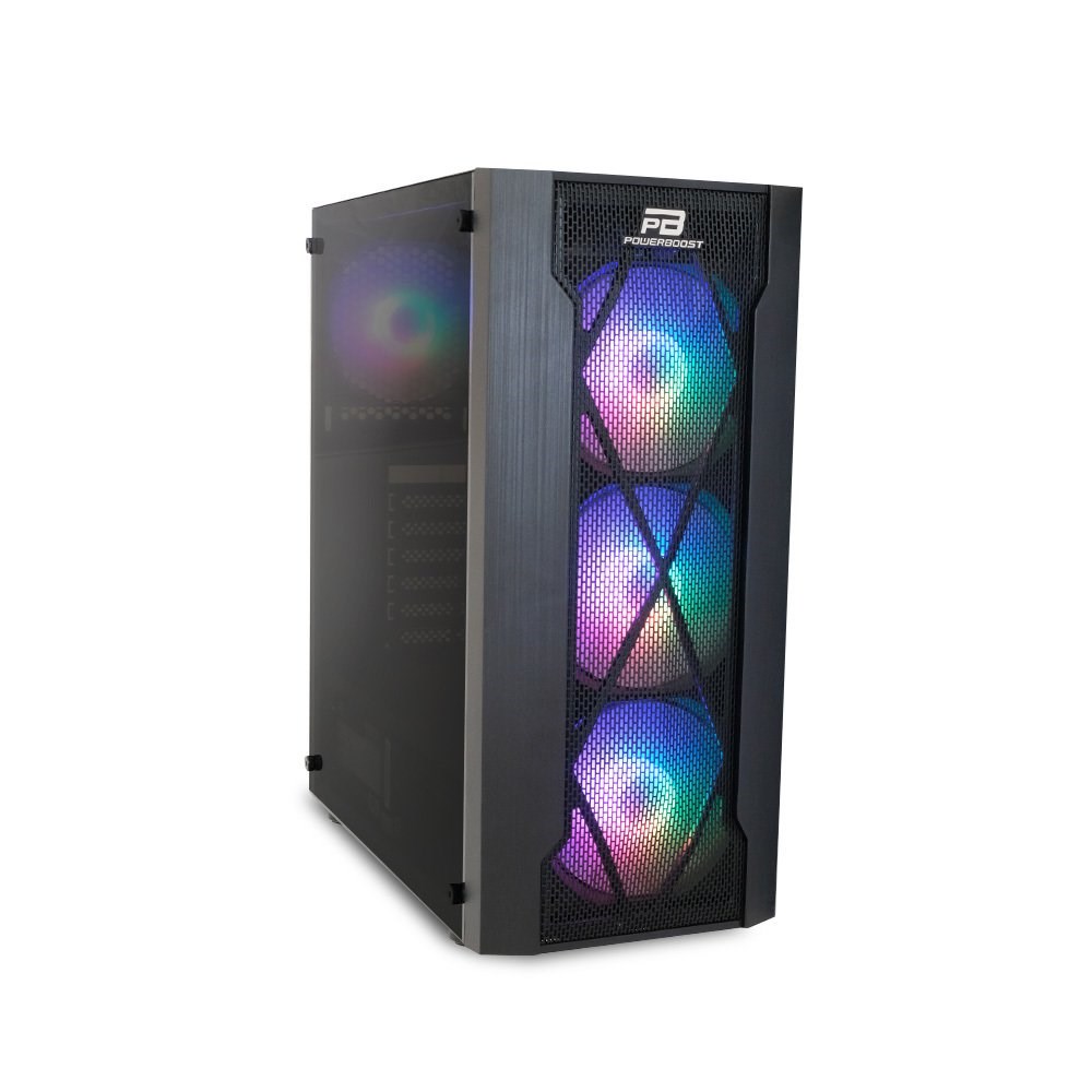 PowerBoost VK-P1900B 500w USB 3.0 ATX, Mesh, Ring Fixed Rainbow fan siyah Kasa