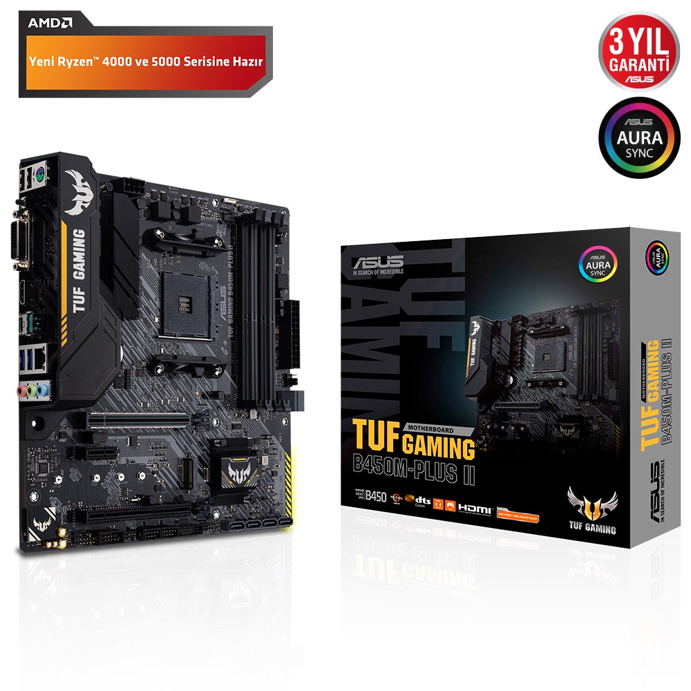 Asus TUF Gaming B450M-Plus II AMD B450 4400 MHz (OC) Soket AM4 mATX Anakart