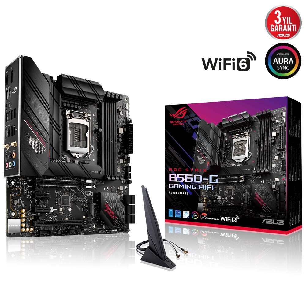 Asus ROG Strix B560-G Gaming WIFI Intel B560 Soket 1200 DDR4 5000(OC)MHz mATX Anakart