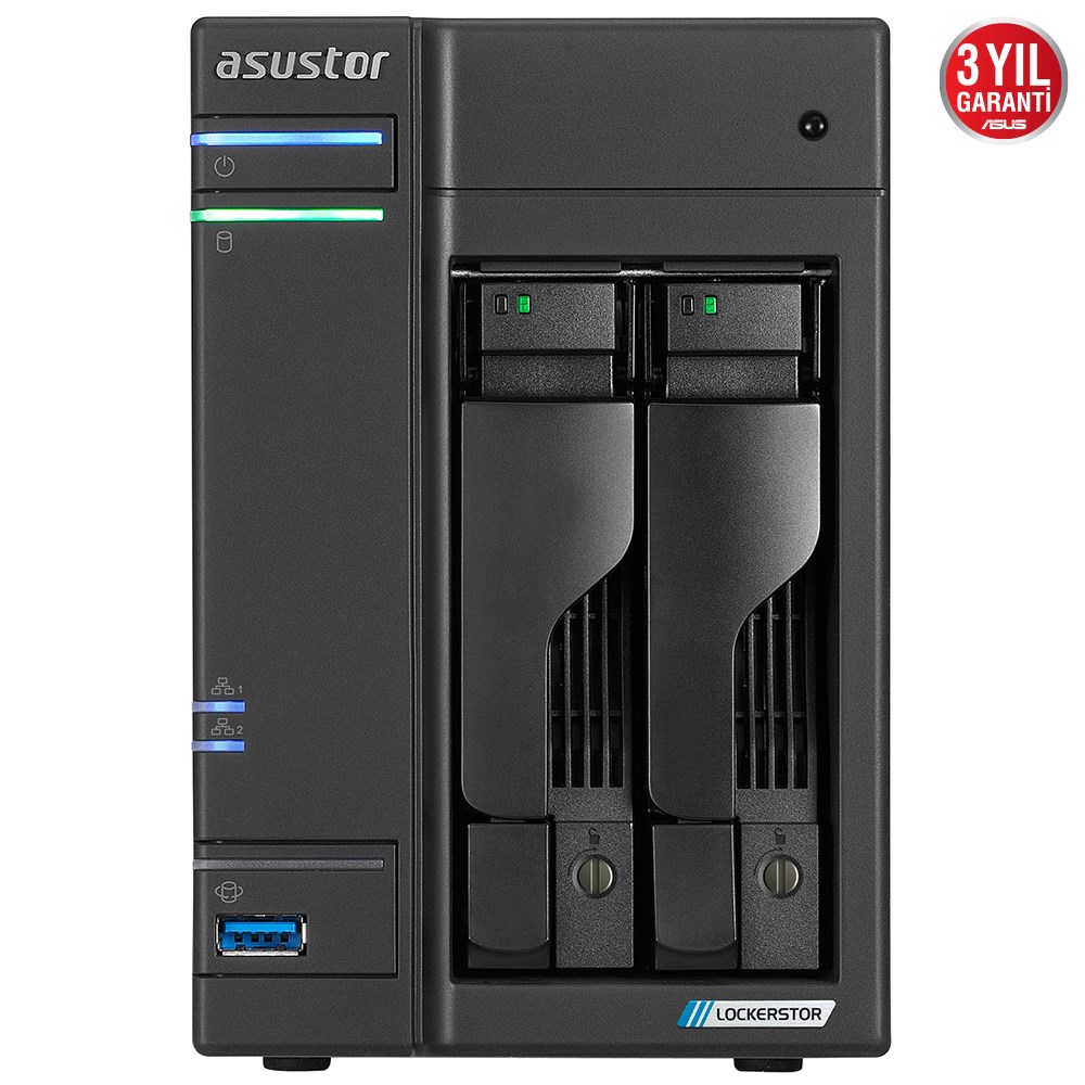 Asustor Lockerstor 2 AS6602T Intel Atom J4125 2 Bay NAS Depolama Birimi