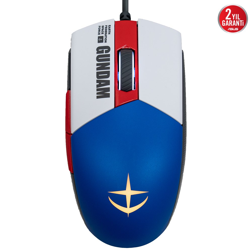 Asus ROG Strix Impact II Gundam Edition Kablolu RGB Oyuncu Mouse Mavi - Beyaz