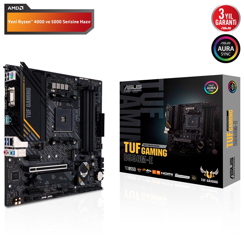 Asus TUF Gaming B550M-E AMD B550 4600 MHz (OC) DDR4 Soket AM4 mATX Anakart