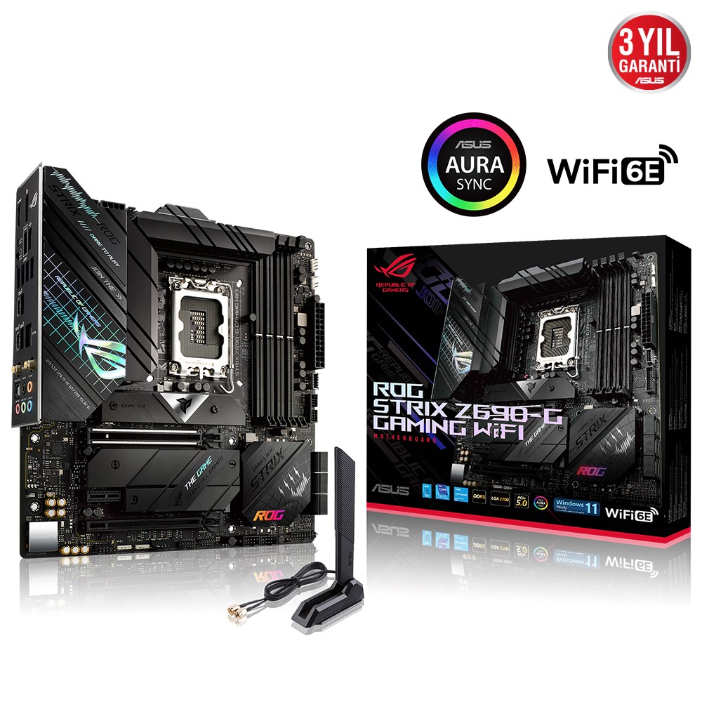 ASUS ROG STRIX Z690-G GAMING WIFI 6000MHz(OC) DDR5 Soket 1700 M.2 HDMI DP mATX Anakart