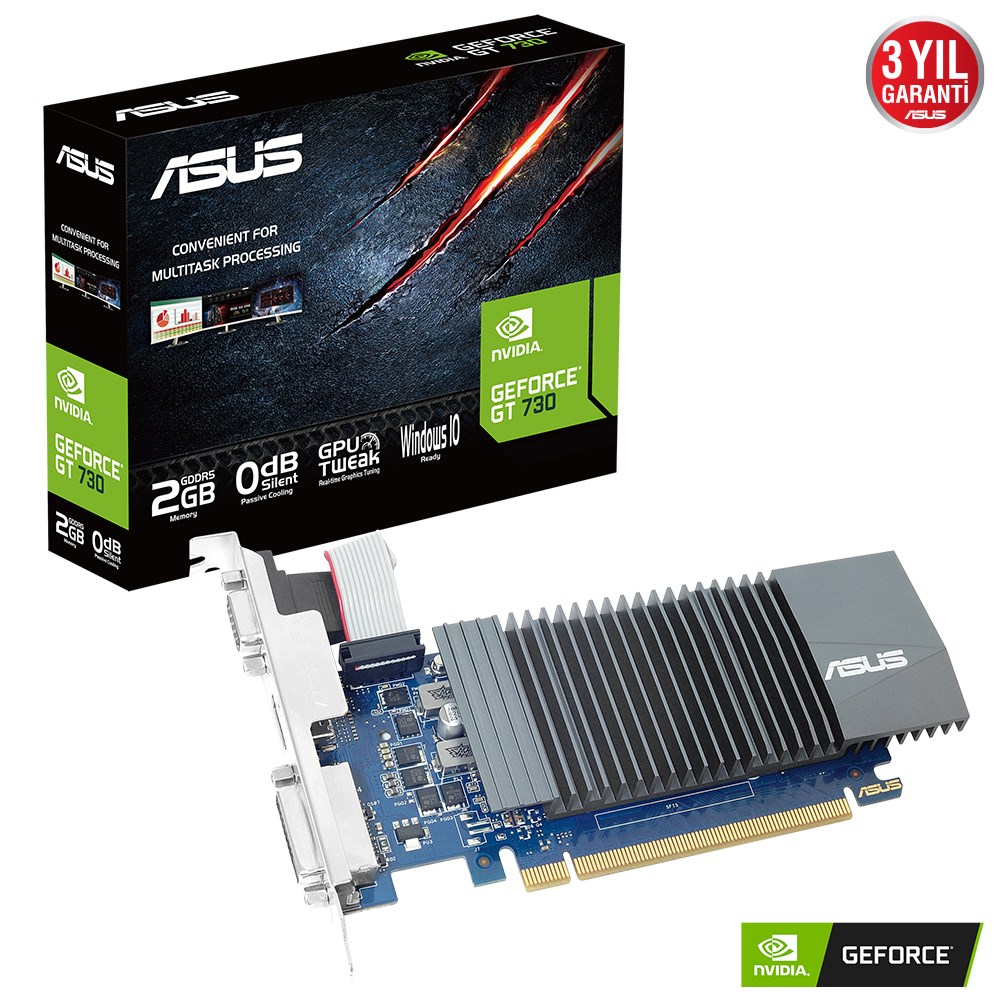 Asus Geforce GT730-SL-2GD5-BRK-E 2GB DDR5 64bit 733 Mhz 1xDVI 1xHDMI Ekran Kartı