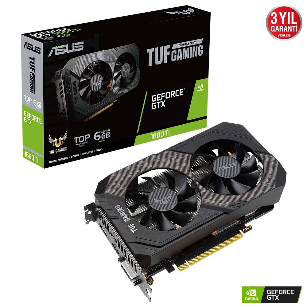 GeForce GTX 1660 Ti EVO Top Edition TUF-GTX1660TI-T6G-EVO-GAMING 6GB GDDR6 192Bit Ekran Kartı