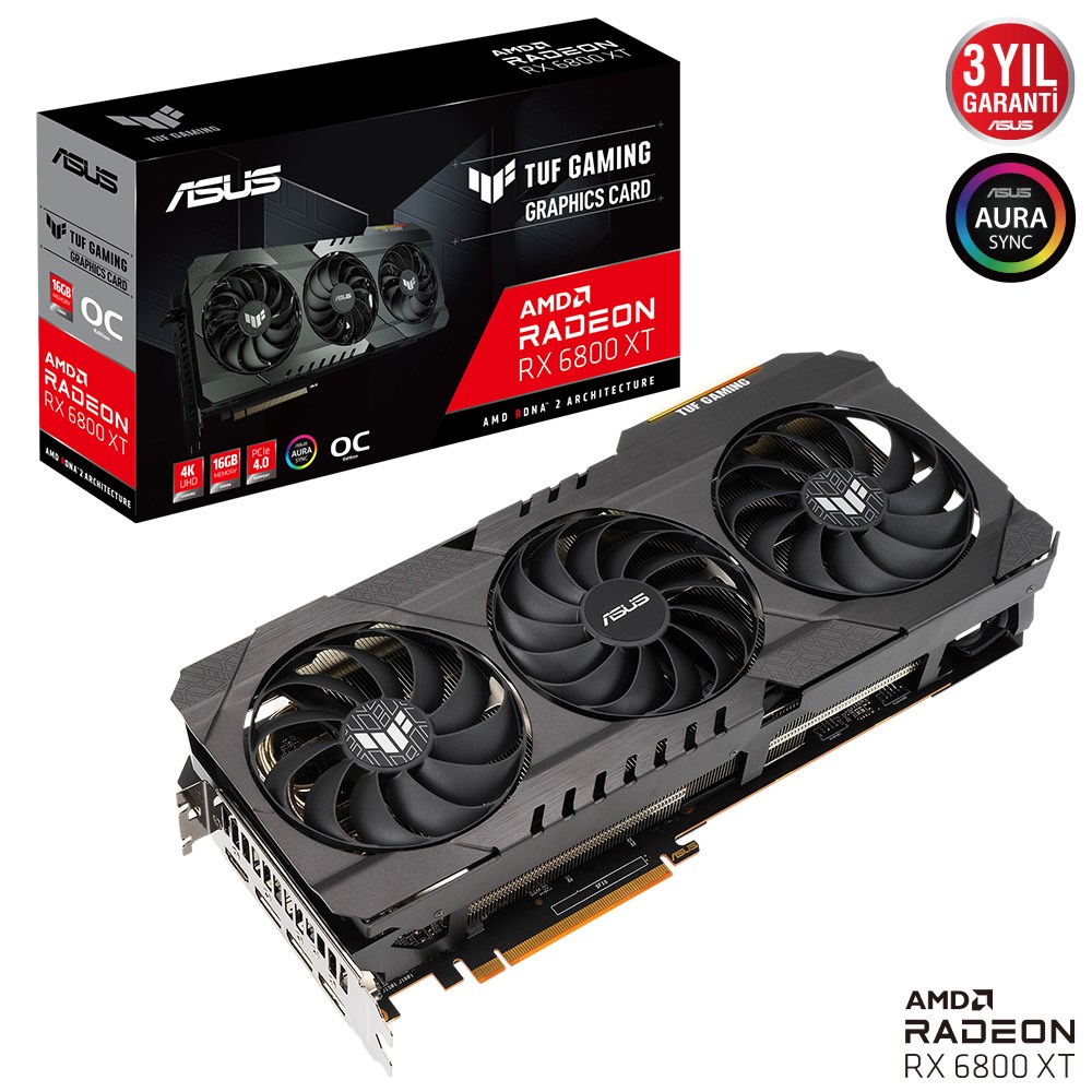 ASUS Radeon TUF-RX6800XT-O16G-GAMING 16GB GDDR6 256bit RGB Ekran Kartı