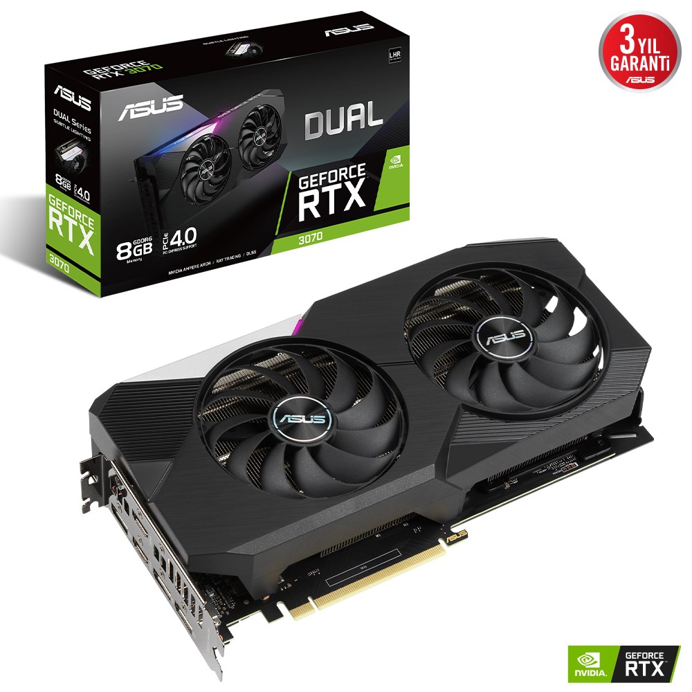 Asus NVIDIA GeForce RTX 3070 Dual V2 LHR DUAL-RTX3070-8G-V2 8 GB GDDR6 256 Bit Ekran Kartı