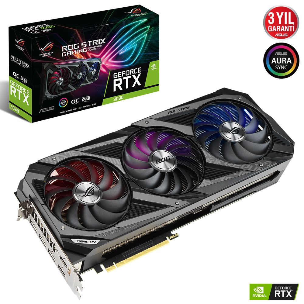 Asus ROG Strix GeForce RTX 3090 OC ROG-STRIX-RTX3090-O24G-GAMING 24GB GDDR6X 384Bit DX12 Ekran Kartı