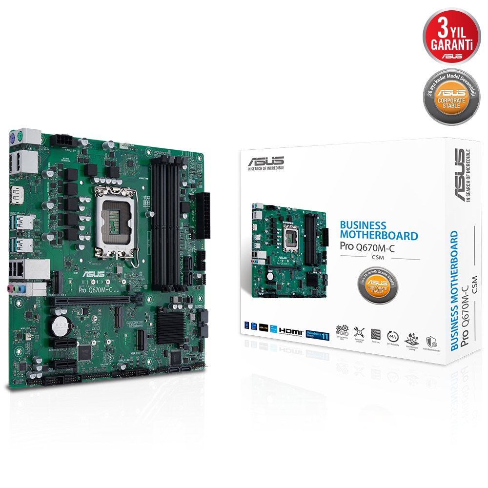 Asus Pro Q670M-C-CSM Intel Q670 4800 MHz DDR5 Soket 1700 mATX Anakart