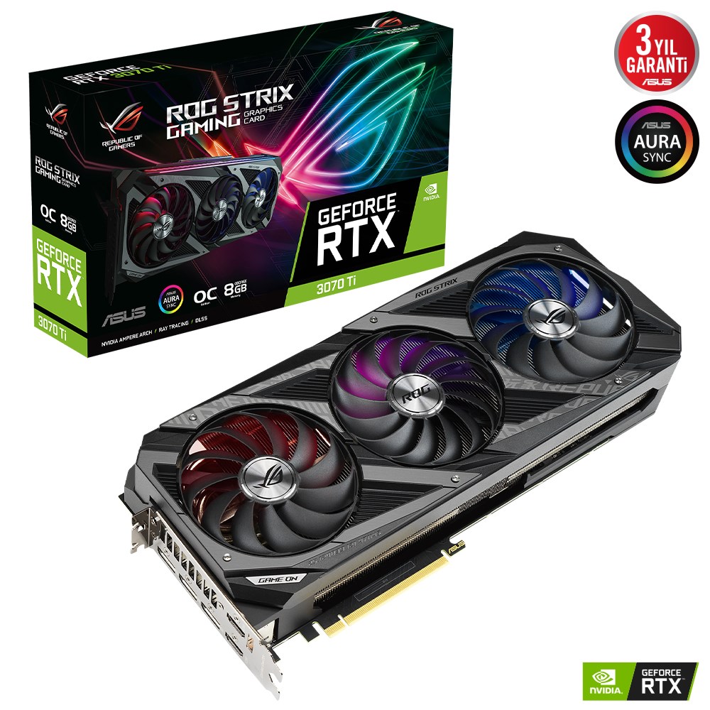 Asus ROG Strix GeForce RTX 3070 Ti OC ROG-STRIX-RTX3070TI-O8G-GAMING 8GB GDDR6X 256Bit DX12 Ekran Kartı