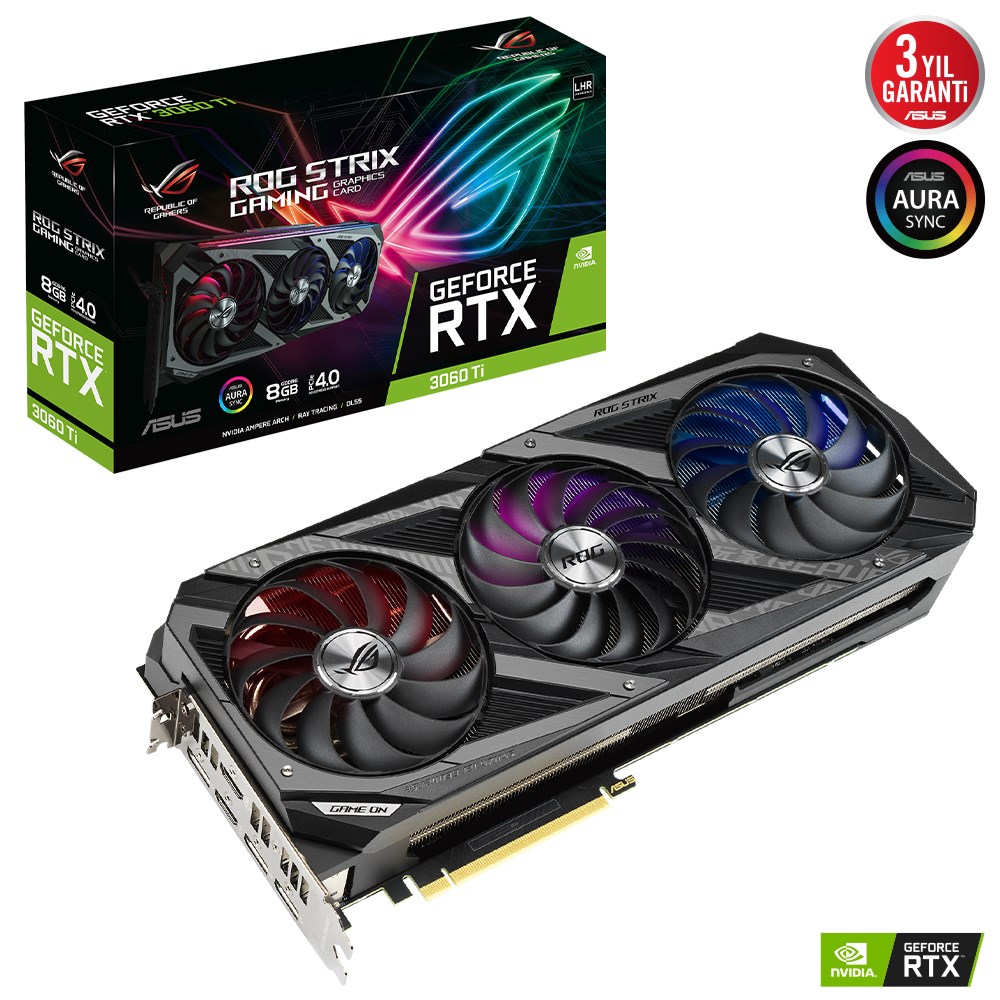 Asus ROG Strix GeForce RTX 3060 Ti V2 ROG-STRIX-RTX3060TI-8G-V2-GAMING 8GB GDDR6 256Bit Ekran Kartı