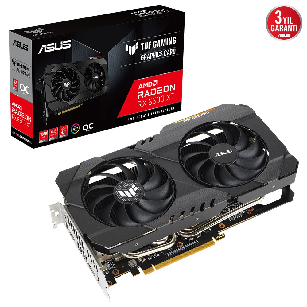 Asus TUF Gaming Radeon RX 6500 XT OC TUF-RX6500XT-O4G-GAMING 4GB GDDR6 64Bit Ekran Kartı