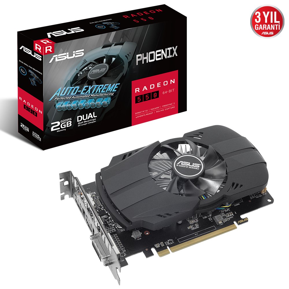 Asus Phoenix Radeon RX550 PH-550-2G 2 GB GDDR5 64 Bit Ekran Kartı