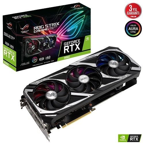 Asus ROG Strix GeForce RTX 3060 V2 ROG-STRIX-RTX3060-12G-V2-GAMING 12GB GDDR6 192Bit Ekran Kartı