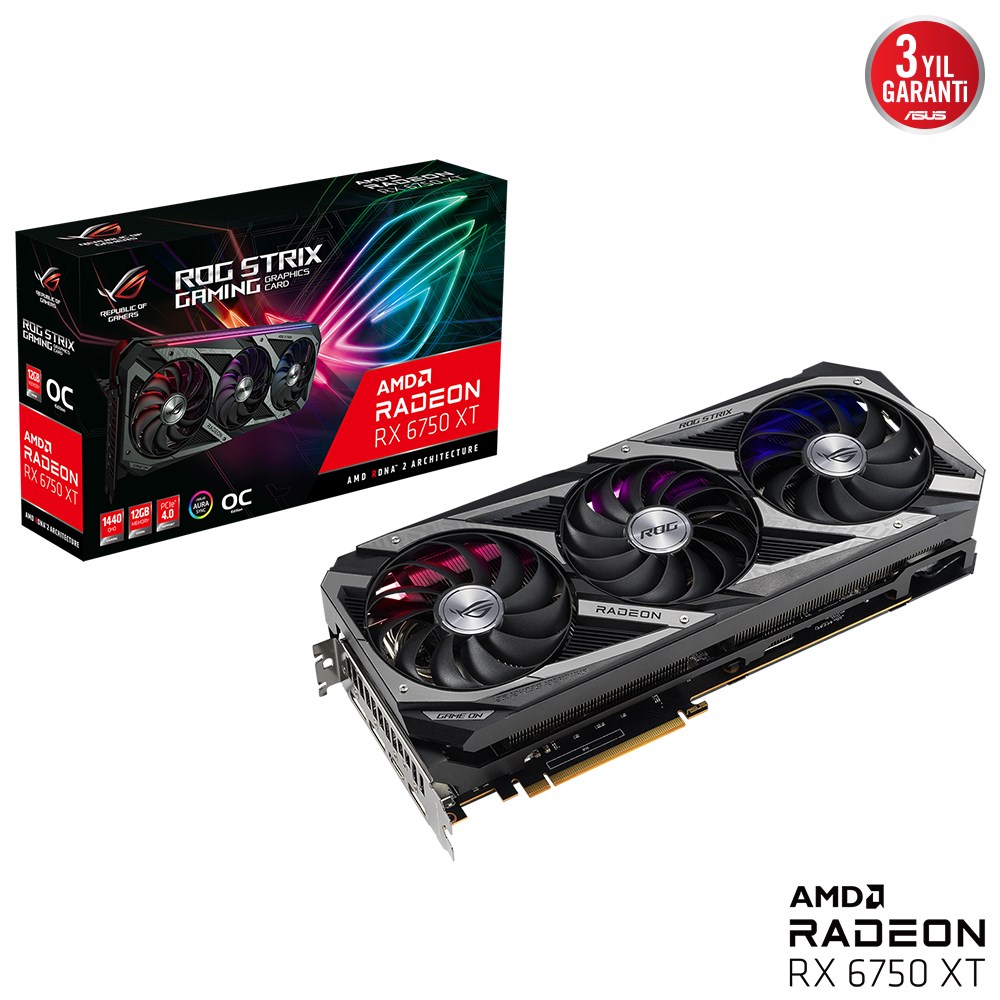 ASUS ROG-STRIX-RX6750XT-O12G-GAMING Radeon™ RX 6750 XT OC Edition 12GB GDDR6 Ekran kartı