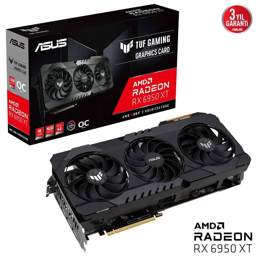 Asus TUF Gaming Radeon RX 6950 XT OC TUF-RX6950XT-O16G-GAMING 16GB GDDR6 256Bit Ekran Kartı