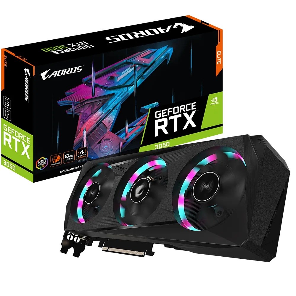 Gigabyte NVIDIA GeForce RTX 3050 Aorus Elite 8G GV-N3050AORUSE-8GD 8 GB GDDR6 128 Bit Ekran Kartı