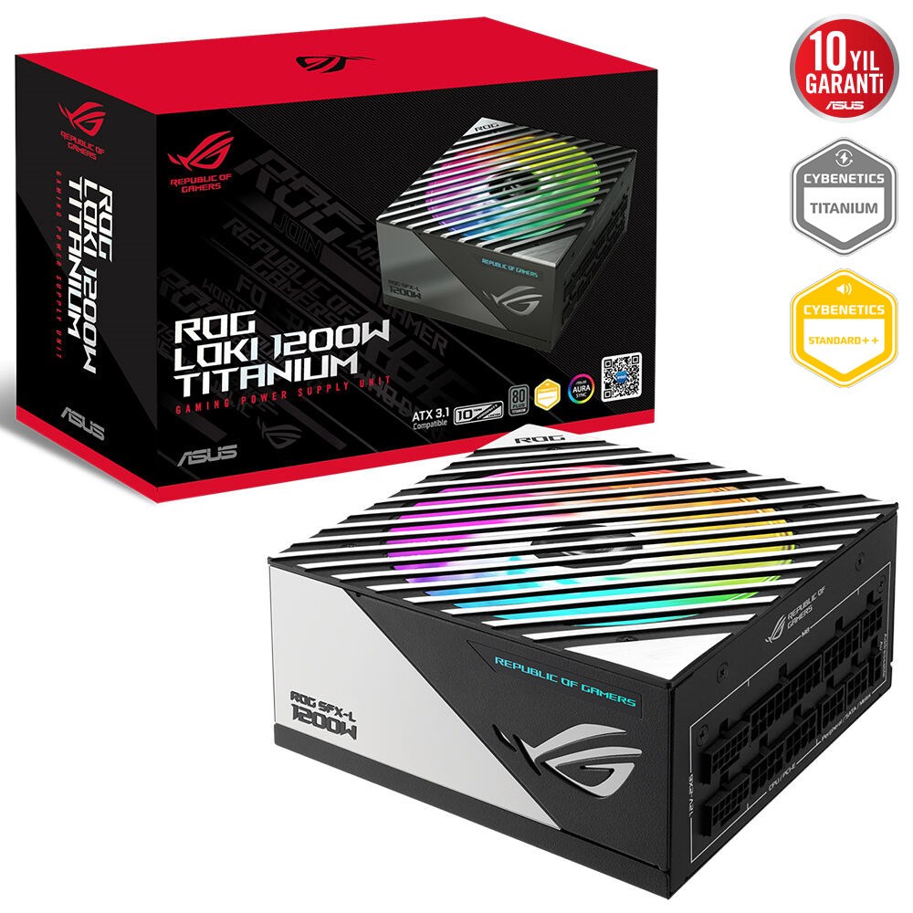ASUS ROG LOKI SFX-L 1200W TITANIUM MODÜLER ATX 3.1 UYUMLU ARGB FAN PCIe 5.0 10 YIL GARANTI