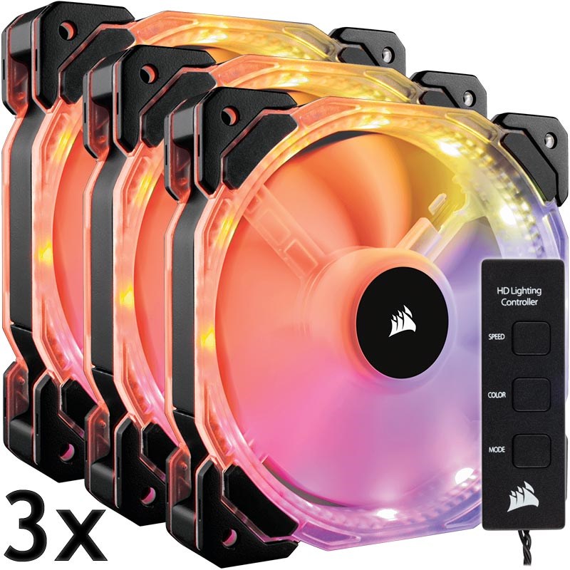 Corsair CO-9050067-WW HD120 RGB LED Yüksek Performans Kontrol Üniteli 3 Lü Paket 120mm PWM Fan