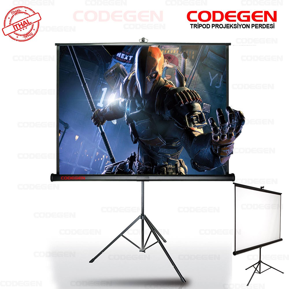 Codegen TX-24 240x200 Tripod Projeksiyon Perdesi (Siyah Fonlu - Taşınabilir Ayaklı)