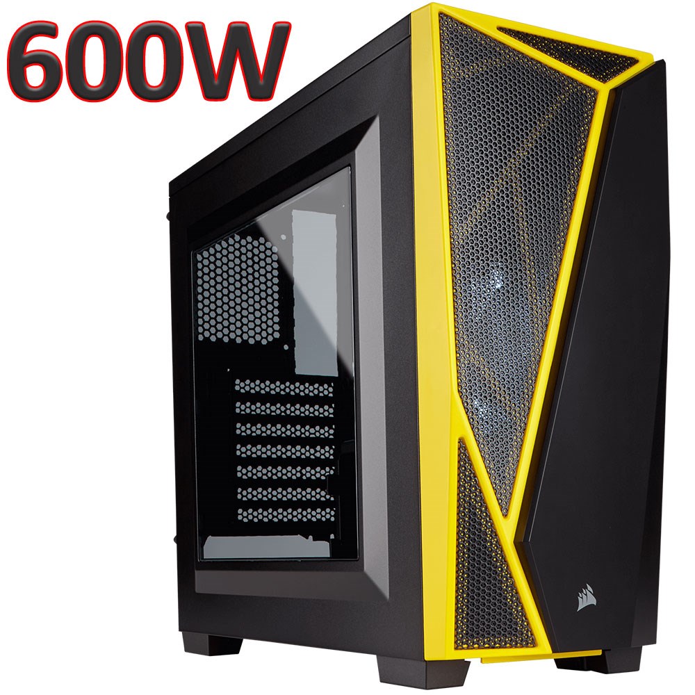 Corsair CC-9020118-EU Carbide Serisi Champ SPEC-04 600W Pencereli Mid-Tower ATX Siyah/Sarı Kasa