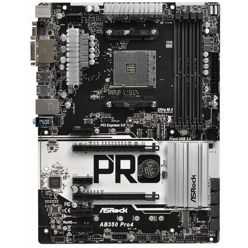 Asrock AB350 Pro4 Ryzen AM4 DDR4 M.2 Vga DVI HDMI Gaming Anakart