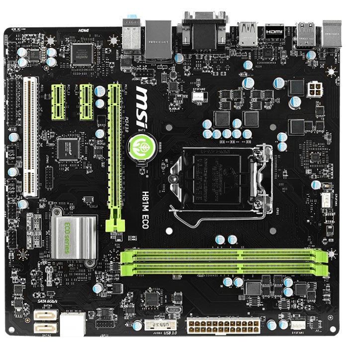 MSI H81M ECO DDR3 HDMI DVI D-Sub 16x Lga1150 mATX